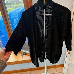 Kaktus Elegant Black Open-Front Cardigan